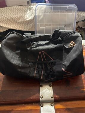 Reebok Black Duffel Bag with Pink Accents